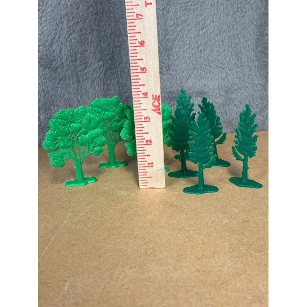 8 Vintage Marx Plastic Trees Toy Playset Accessories Green Scenery Mixed‎ Lot
